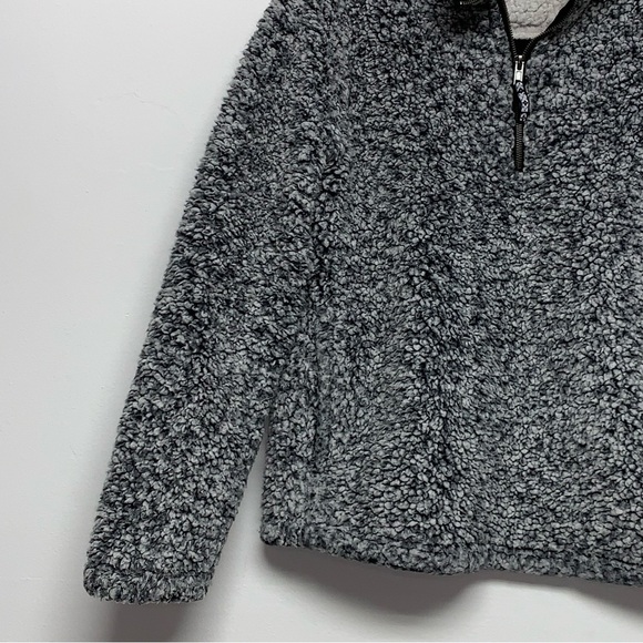 Time and Tru Pullover Size S (4-6) Black Gray White 1/4 Zip Sherpa Jacket - Picture 3 of 12